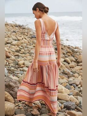 Anthro L*Space Lilikoi Dress Boho V-Back Maxi Dress size Medium new no tags